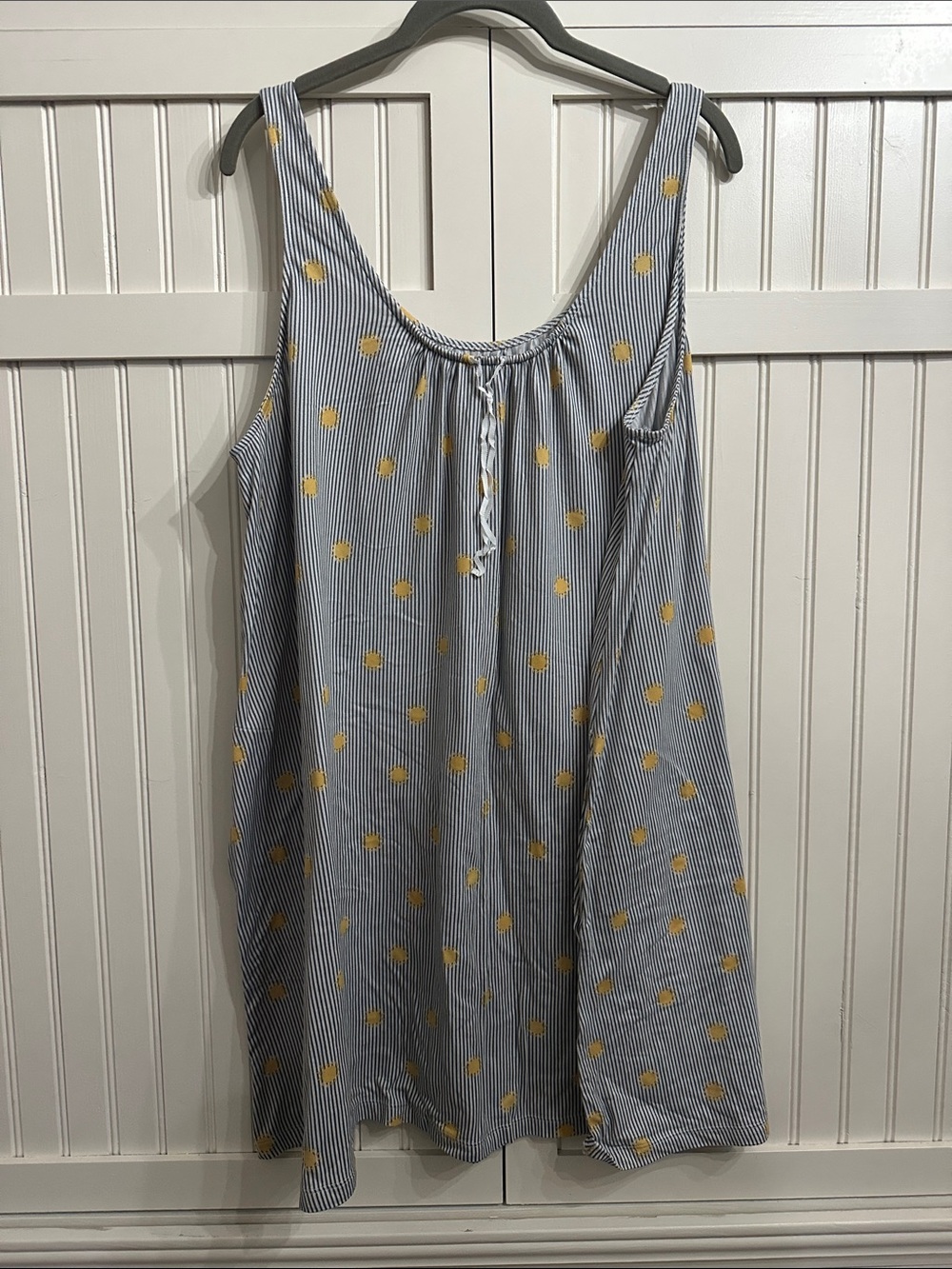 Simply Vera Vera Wang Blue Pinstripe Slip Dress with Yellow Sun Print Size L